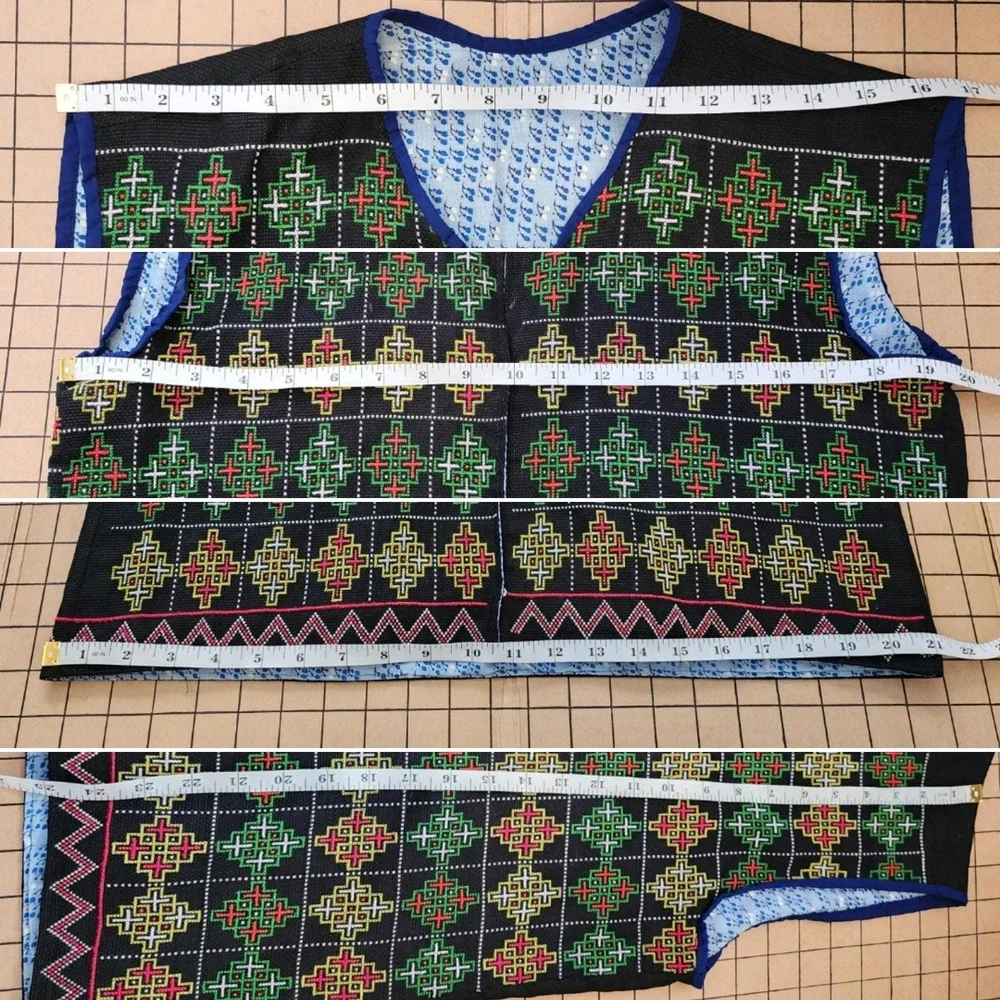 Handmade Reversible Vest, Black Turkish Nomadic Chuval Pattern